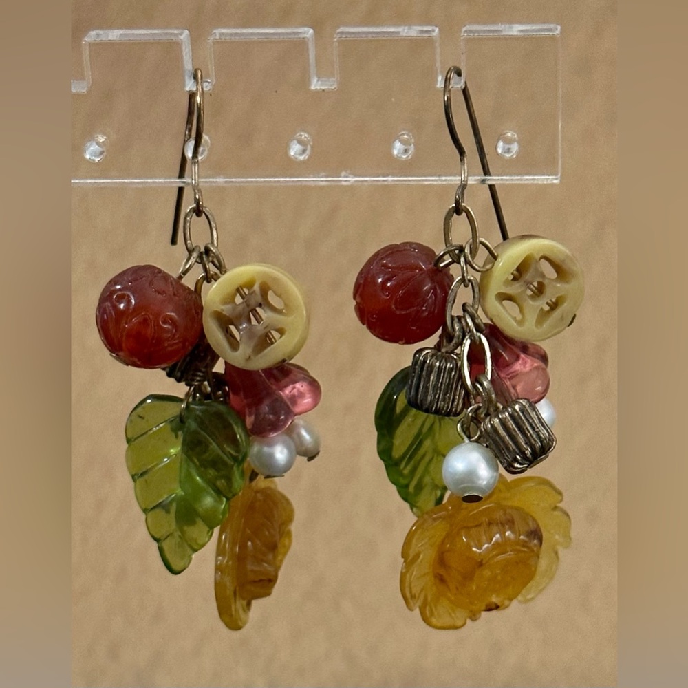 Leaf, Flower and Beads Earring